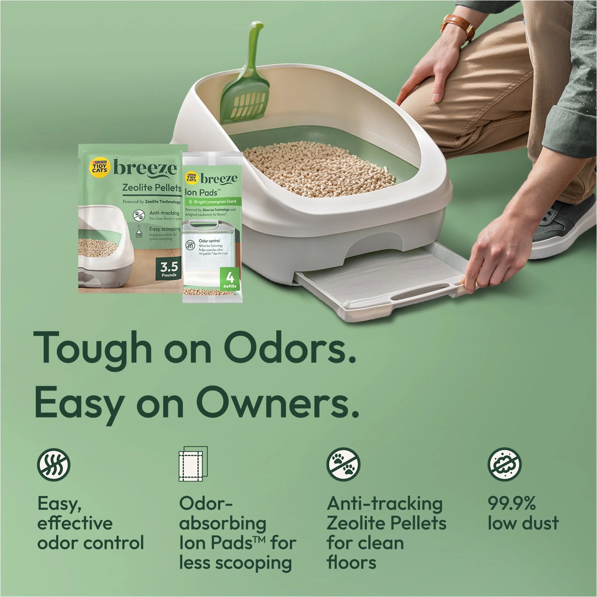 Purina  Breeze Cat Litter System Refill Pack with Ion Cat Litter Pads and Zeolite Pellet Cat Litter